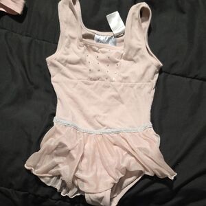 Pink Sleeveless Dance Leotard with Skirt